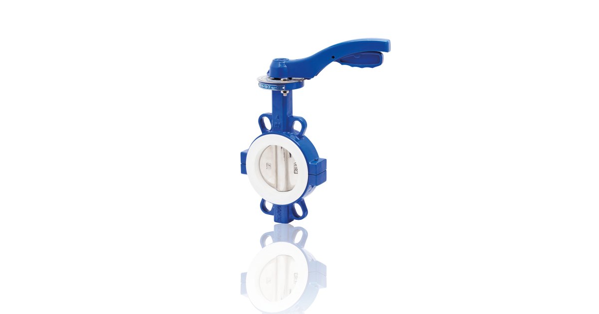 valvola a farfalla PFA PTFE AK10 DN150 ANSI150 leva inserto in silicone
