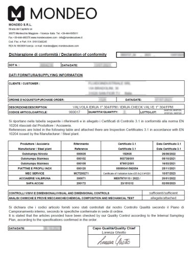 CERTIFICATE OF CONFORMITY 3.1